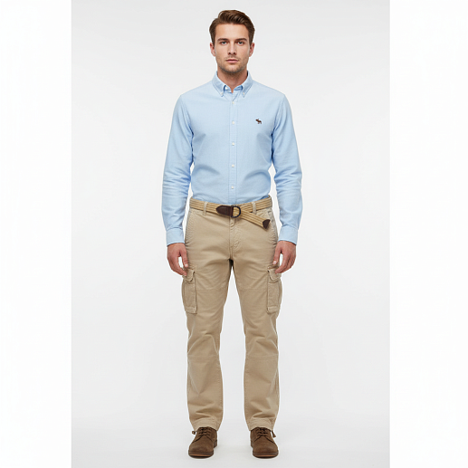 Голубая  рубашка с логотипом на груди R44 R44 от онлайн-магазина Abercrombie.ru