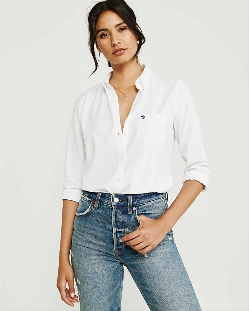 Белая рубашка оксфорд RW03 RW03 от онлайн-магазина Abercrombie.ru