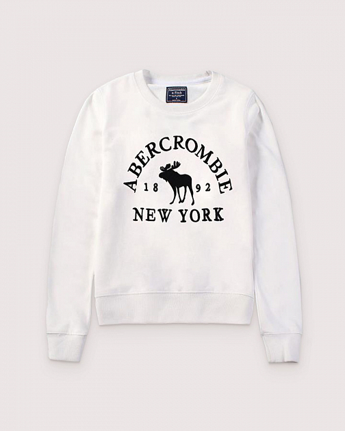 Белый свитшот с вышивкой на груди STW15 STW15 от онлайн-магазина Abercrombie.ru