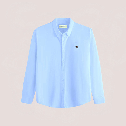 Голубая  рубашка с логотипом на груди R44 R44 от онлайн-магазина Abercrombie.ru