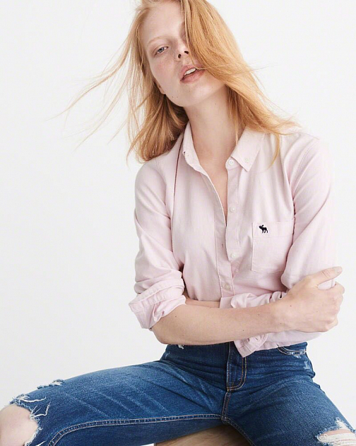 Розовая рубашка оксфорд RW02 RW02 от онлайн-магазина Abercrombie.ru