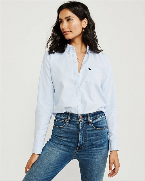 Голубая рубашка оксфорд RW04 RW04 от онлайн-магазина Abercrombie.ru
