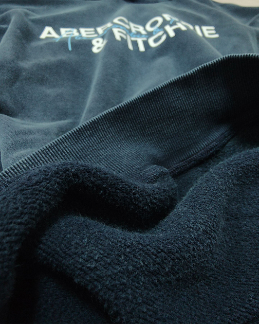 Худи тёмно-синего цвета с принтом на груди T130 T130 от онлайн-магазина Abercrombie.ru