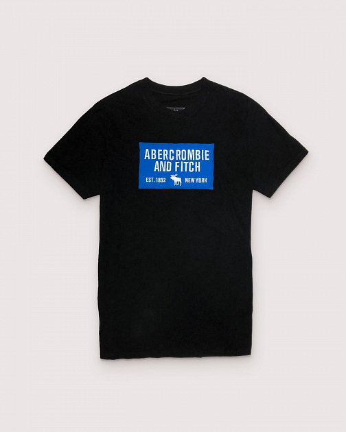 Мужская футболка чёрного цвета  с аппликацией на груди F226 F226 от онлайн-магазина Abercrombie.ru