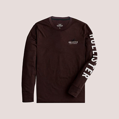 Бордовый лонгслив с вышивкой на груди и рукаве L83