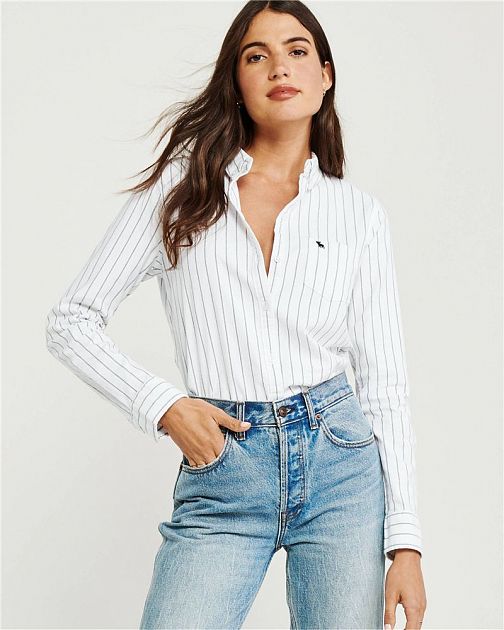 Белая рубашка в полоску RW06 RW06 от онлайн-магазина Abercrombie.ru