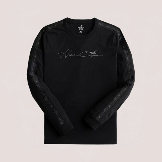 Черный лонгслив с вышивкой на груди и лампасами на рукавах L85 L85 от онлайн-магазина Abercrombie.ru